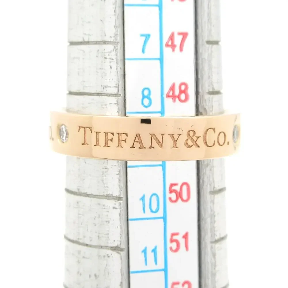 Tiffany & Co. Flat Band Ring Ring 18K Rose Gold Diamond